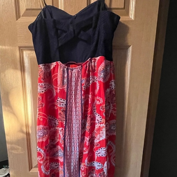 Strapless navy and red maxi dress - Picture 6 of 14